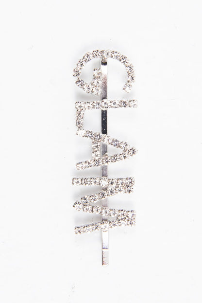 Silver Diamante Glam Slogan Hair Slide - Azelia