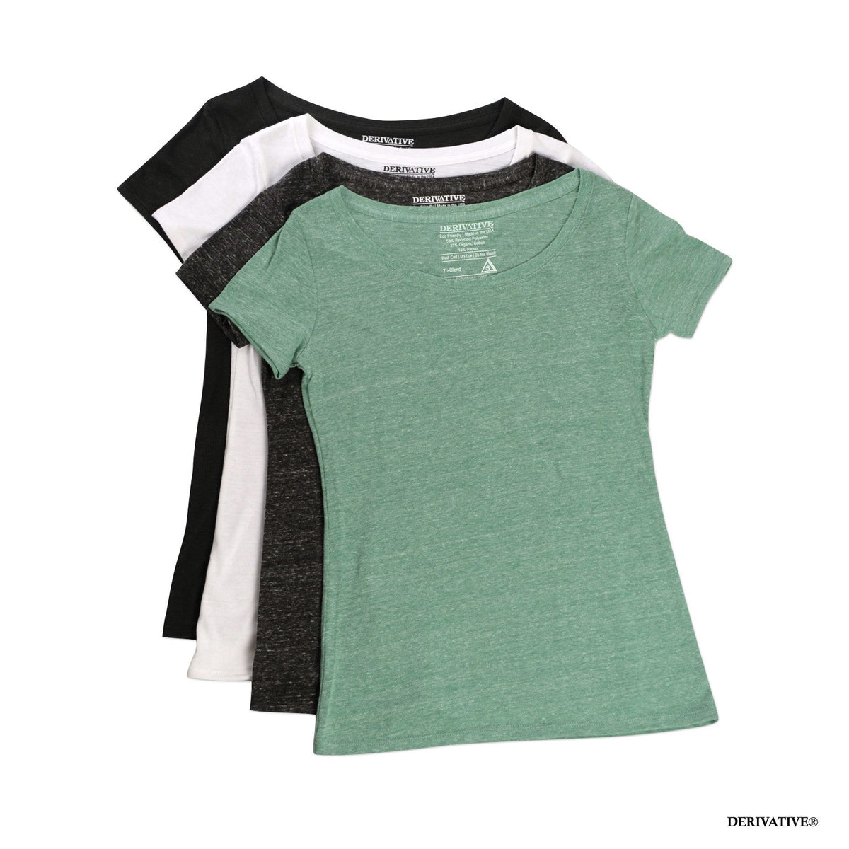 Tri-Blend Organic Cotton & Recycled Scoop Neck Tee - Heather Green